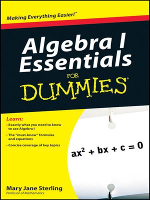 cover image of Algebra I Essentials For Dummies